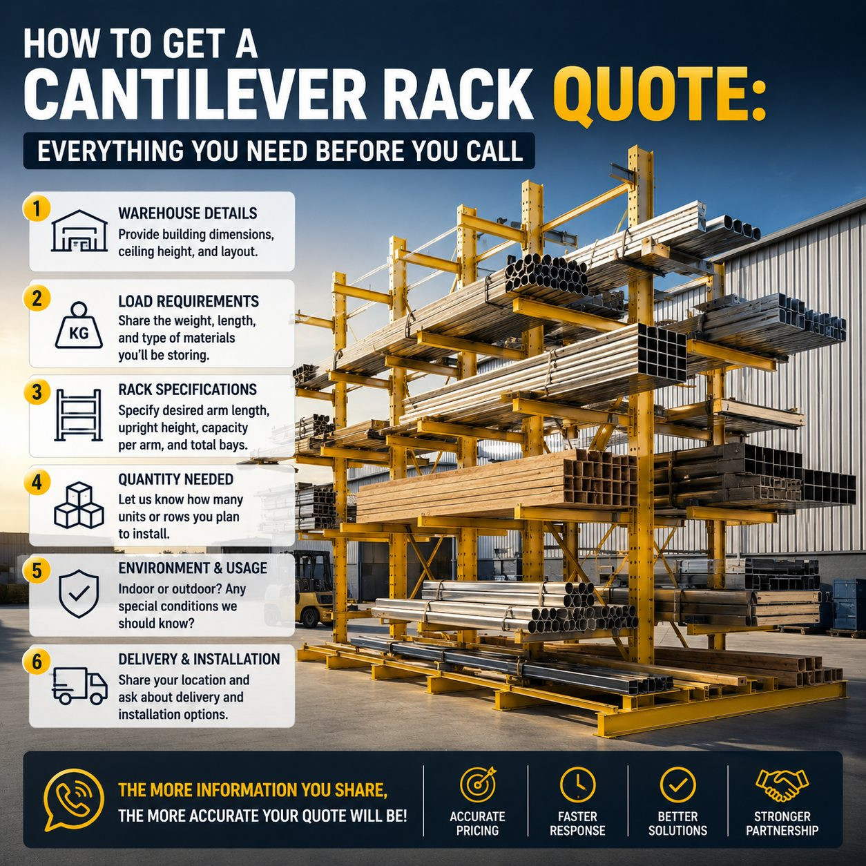 Warehouse manager preparing specifications and measurements before requesting a cantilever rack quote